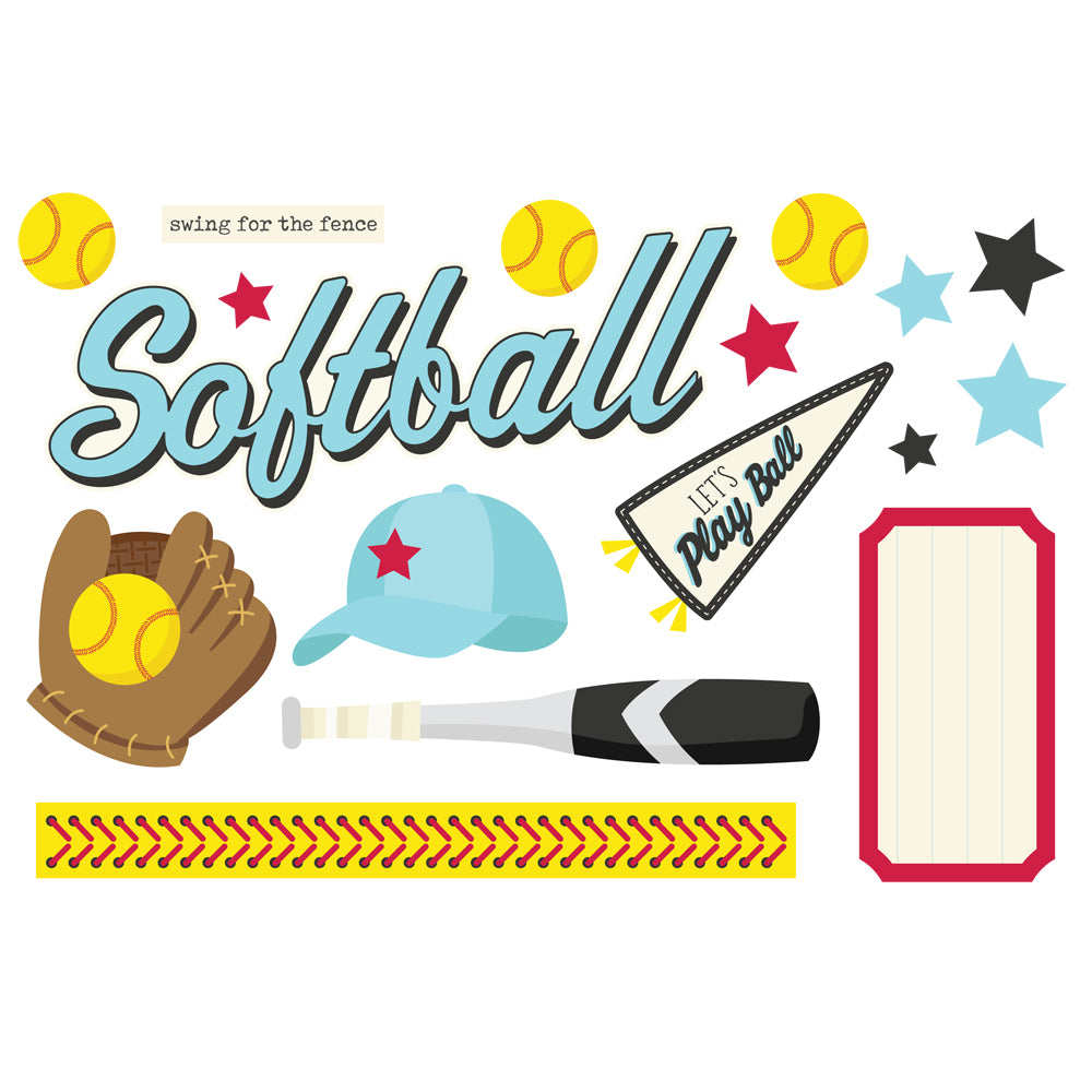 Softball  Simple Pages Page Pieces - Unit of 6