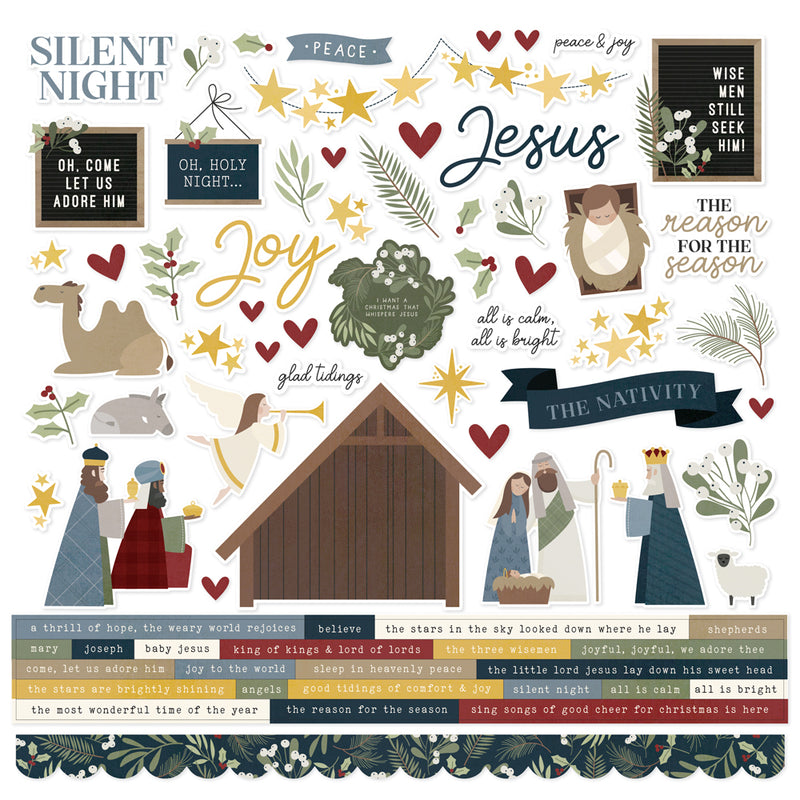 Silent Night  - Cardstock Stickers