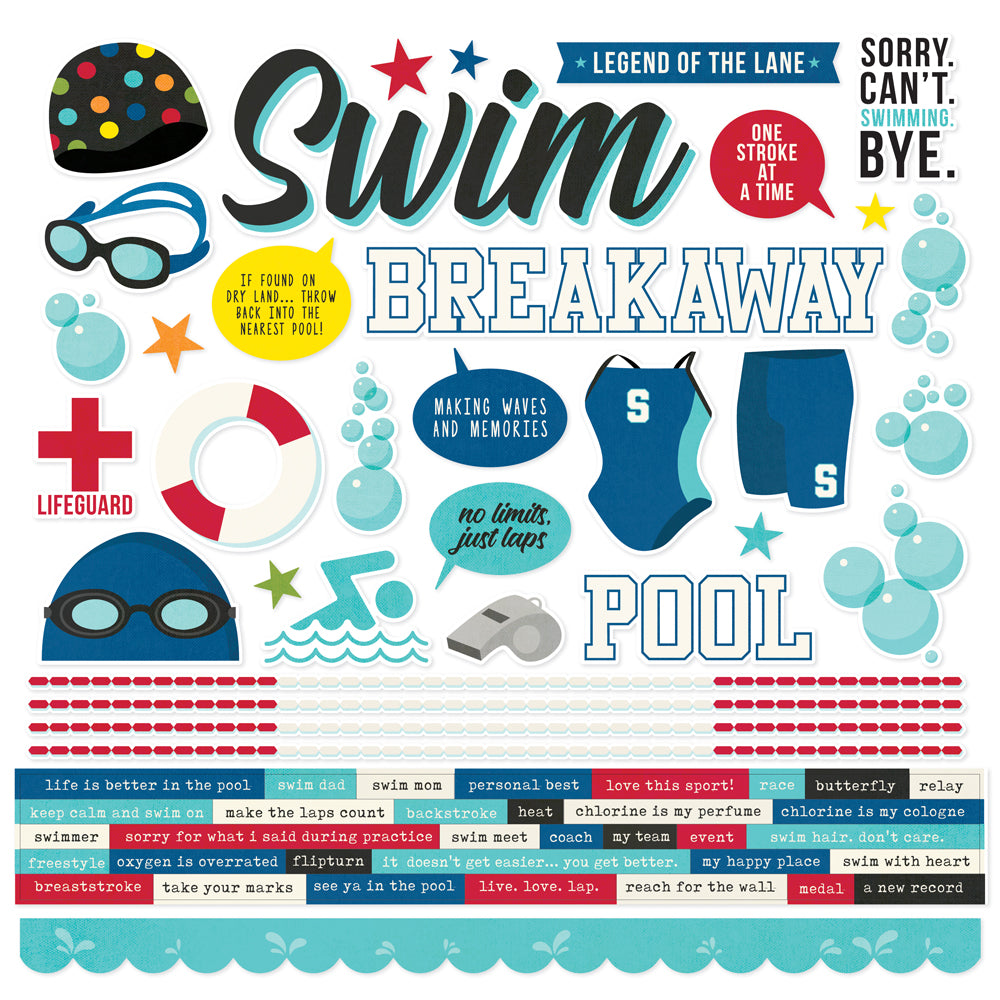 Swim Cardstock Stickers - 12 pack