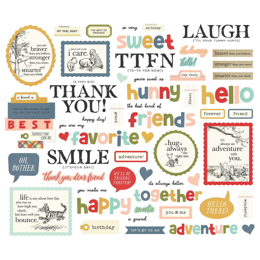 Say Cheese Classic Pooh Sentiment Bits & Pieces - Unit of 6