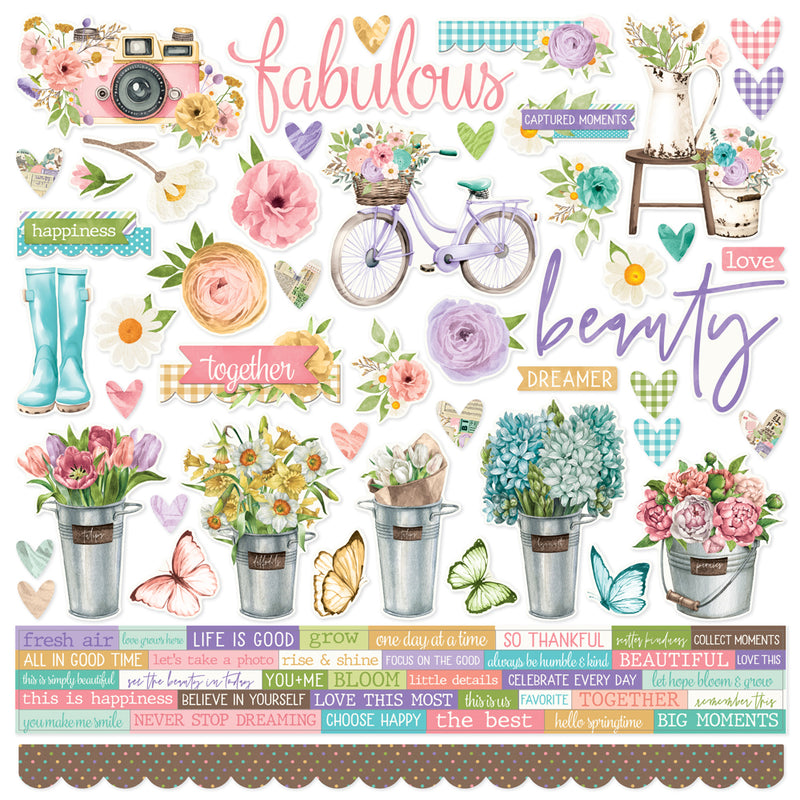 Simple Vintage Flower Shoppe - Cardstock Stickers