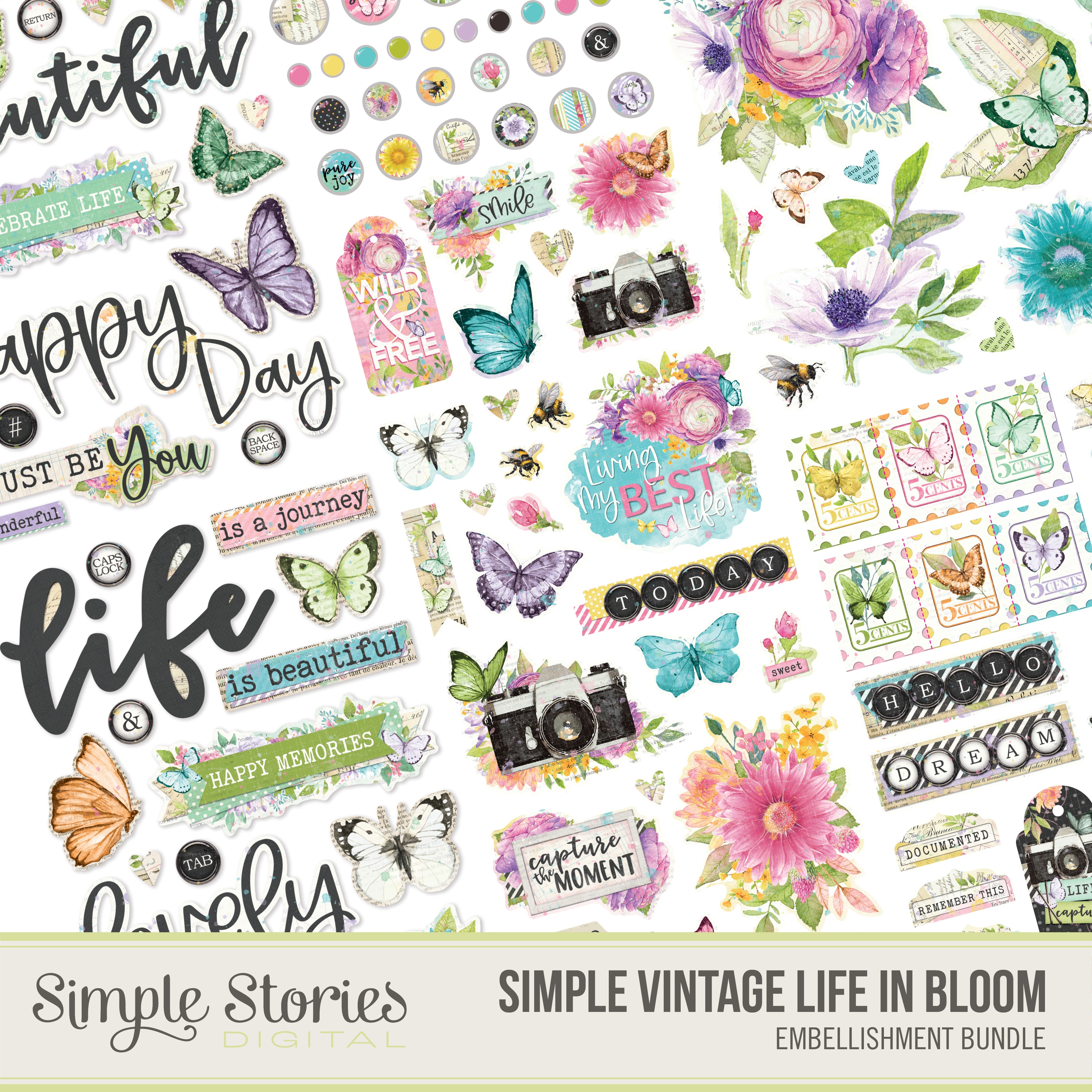 Simple Stories Simple Vintage Life in Bloom Foam Stickers